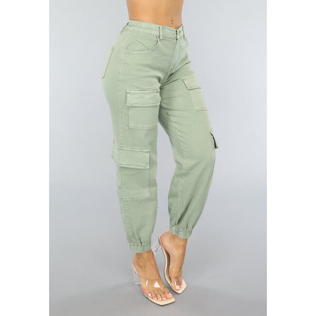 Grüne Stretch-Zimmermanns-Hose mit Taschen