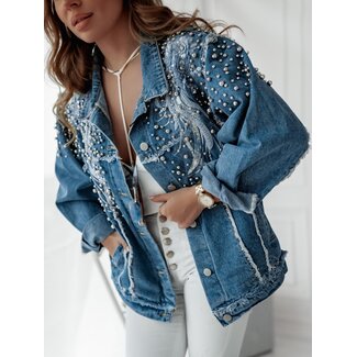 Denim Jacket Deluxe mit Perlen und Druck