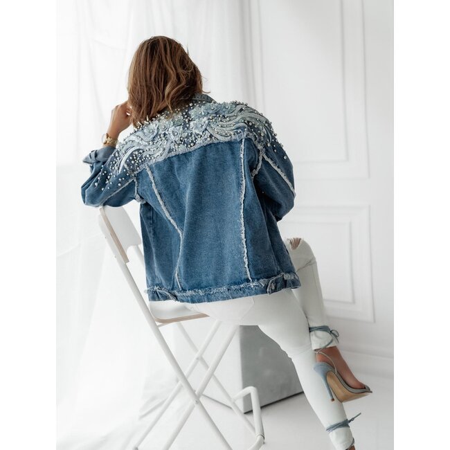 Denim Jacket Deluxe mit Perlen und Druck