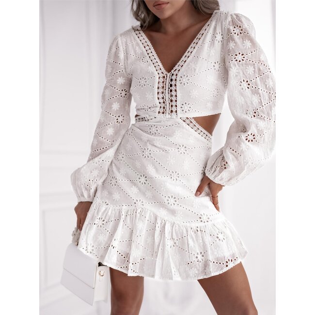 Weißes Ibiza-Kleid Broderie