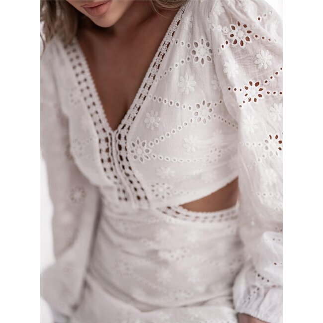Weißes Ibiza-Kleid Broderie