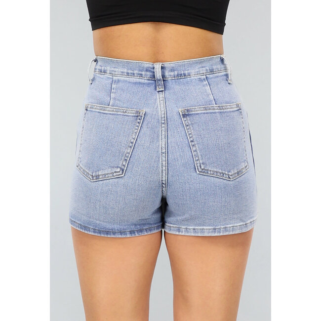 Denim-Skort mit Pattentasche und Überschlag