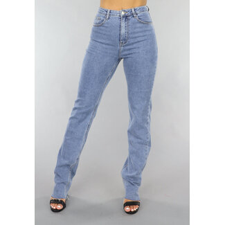 NEW1505 Blaue, taillierte Denim-Jeans mit geraden Beinen