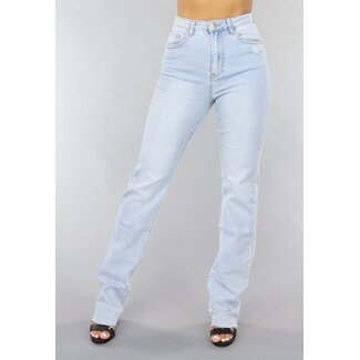 NEW1505 Hellblaue Straight Leg Jeans mit Rissen
