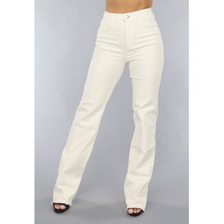 NEW1505 Dehnbare Jeans mit weitem Bein in Off-white