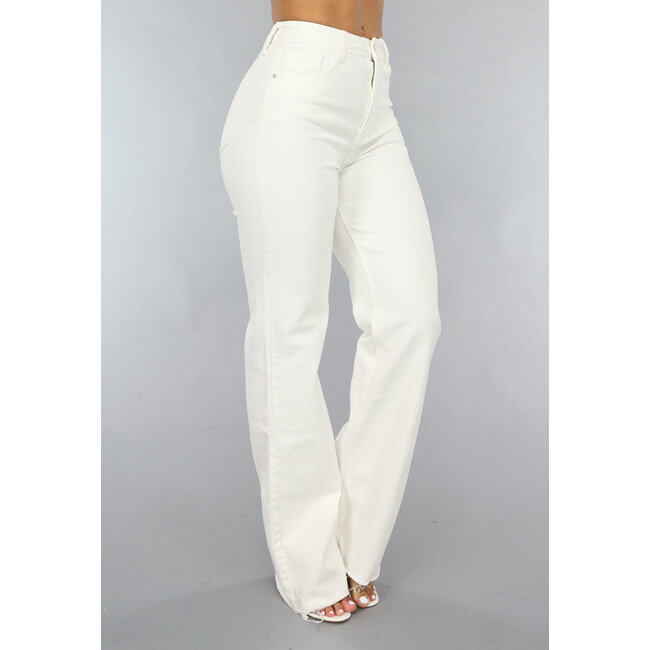 Weit geschnittene Jeans in Off-white