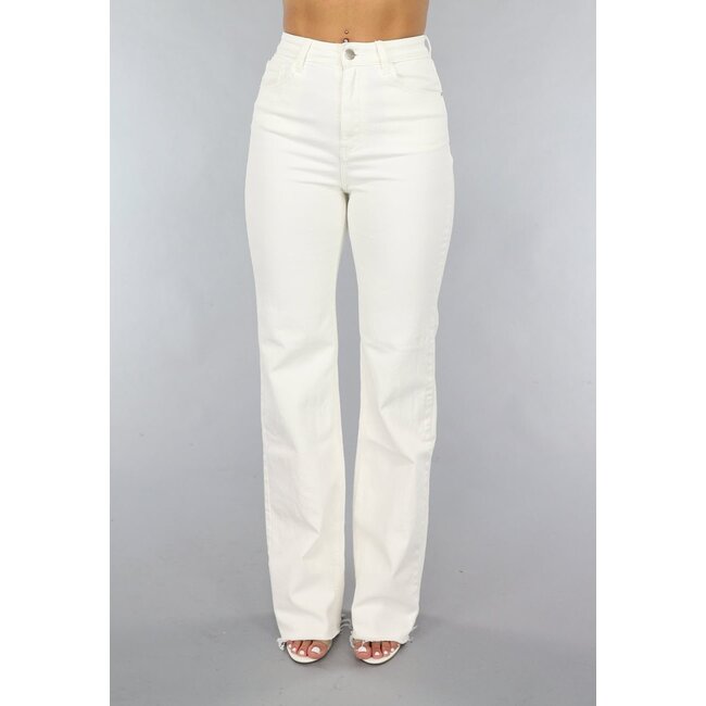 Weit geschnittene Jeans in Off-white