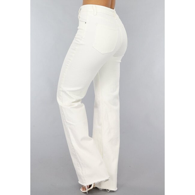 Weit geschnittene Jeans in Off-white