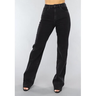 NEW1505 Schwarze Jeans mit hoher Taille und weitem Bein