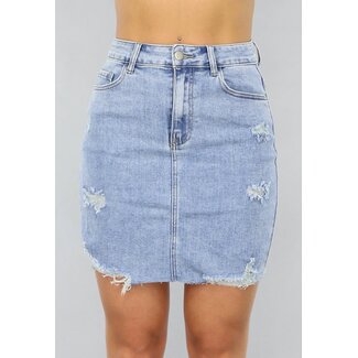 Redial Jeans Blauer kurzer Ripped Jeans Rock