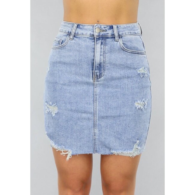 Blauer kurzer Ripped Jeans Rock mit Stretch