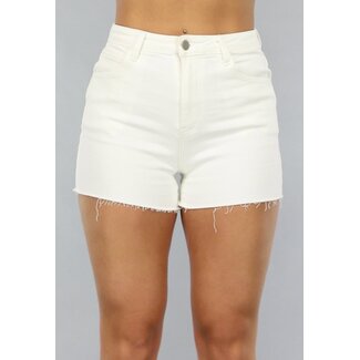 NEW1505 Shorts aus Stretch-Denim in Off-White