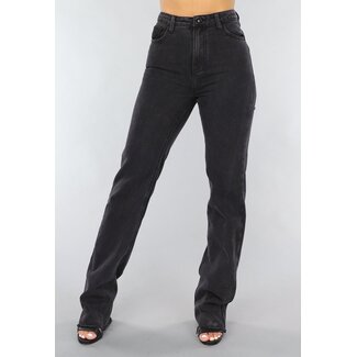 NEW1505 Schwarze Stretch-Jeans mit geraden Beinen