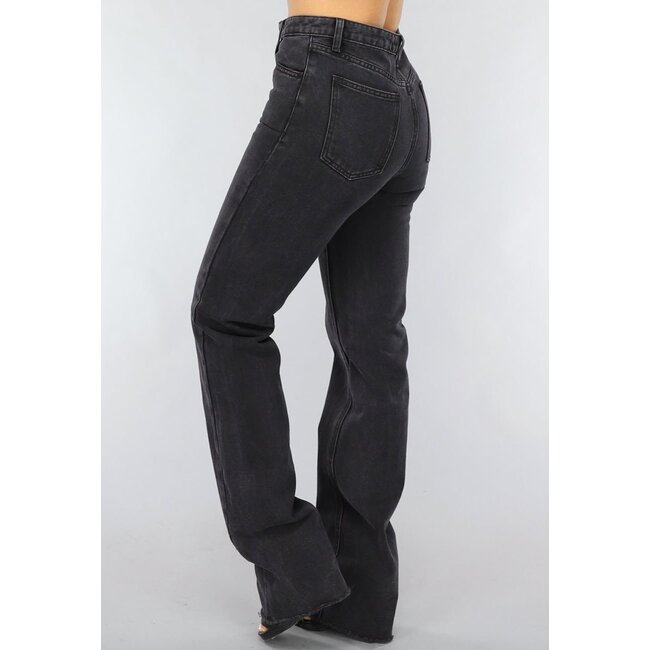 Schwarze Stretch-Jeans mit geraden Beinen