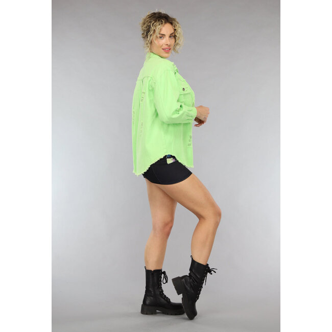 Grüne Jeansbluse mit Tränen