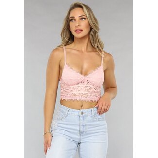 Spitzen-Crop-Top in Babyrosa