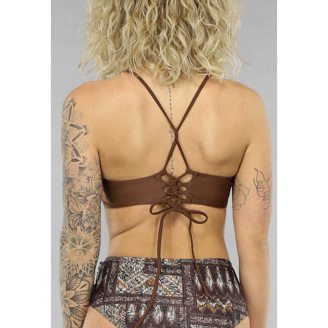 Braunes Twist Halter Bikinioberteil mit herausnehmbaren Pads