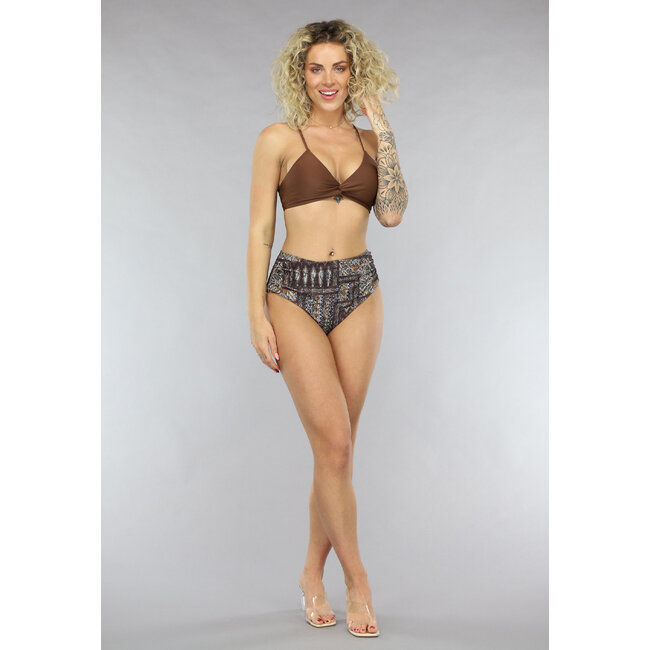 Braunes Twist Halter Bikinioberteil mit herausnehmbaren Pads