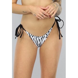 Tanga-Bikini-Unterteil mit Zebradruck und Schleifendetail