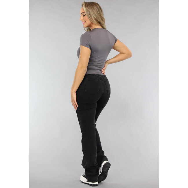 Graues Kurzarm-T-Shirt mit Stretch