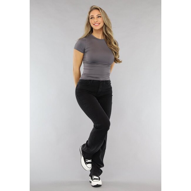 Graues Kurzarm-T-Shirt mit Stretch