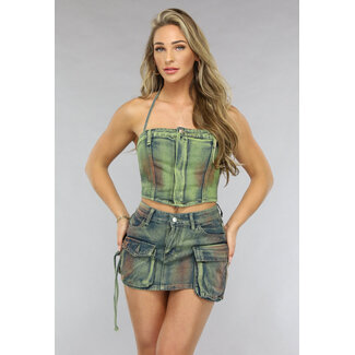 Zweiteiler aus Denim mit saurer Waschung