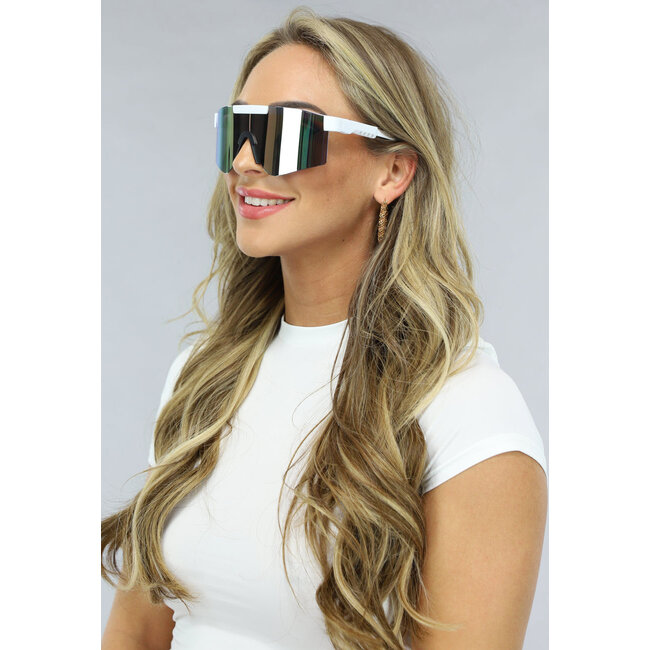 Große weiße Festival-Sonnenbrille