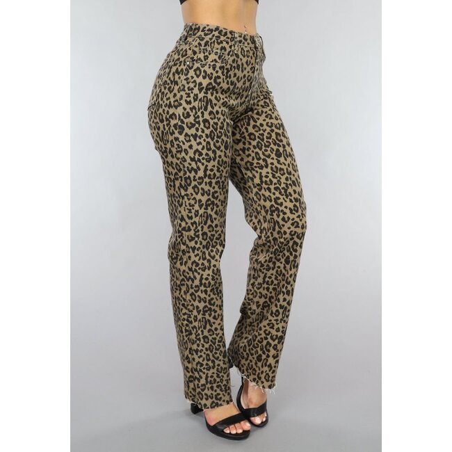 Jeans mit geradem Bein und Panther-Print