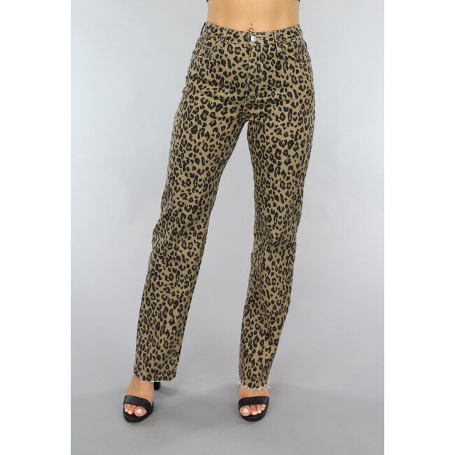 Jeans mit geradem Bein und Panther-Print