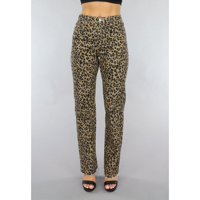 Jeans mit geradem Bein und Panther-Print