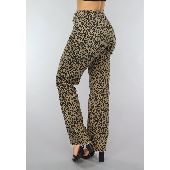 Jeans mit geradem Bein und Panther-Print