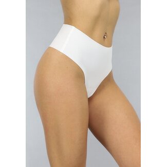 Glatter Needlepoint-Tanga in Weiß mit hoher Taille