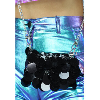 Schwarze Crossbody Geldbörse mit Pailletten