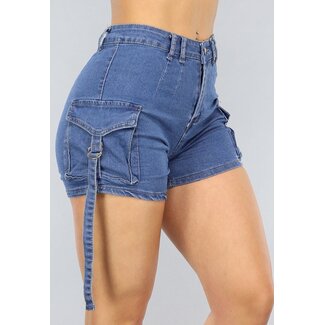 Dunkelblaue Denim-Shorts mit Taschen