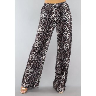 Hose mit weitem Bein und hoher Taille Tall Panther Print