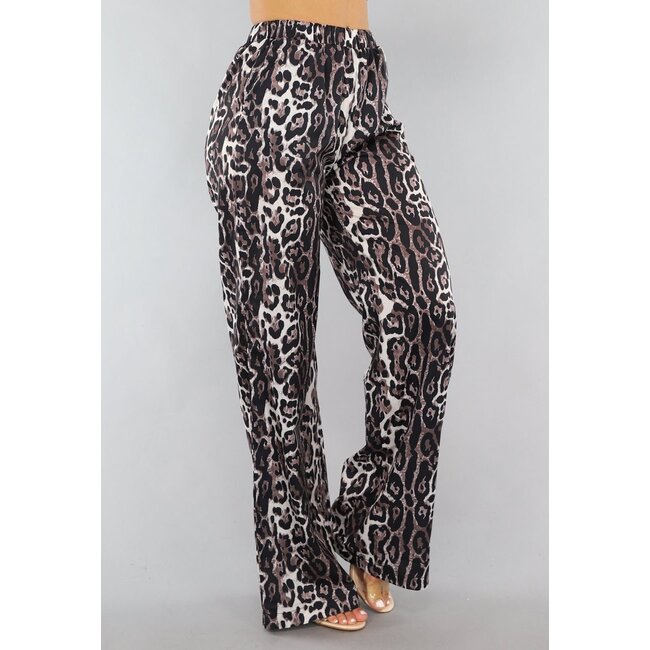 Hose mit weitem Bein und hoher Taille Tall Panther Print