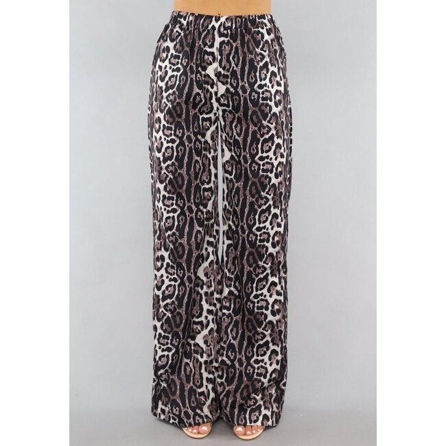 Hose mit weitem Bein und hoher Taille Tall Panther Print