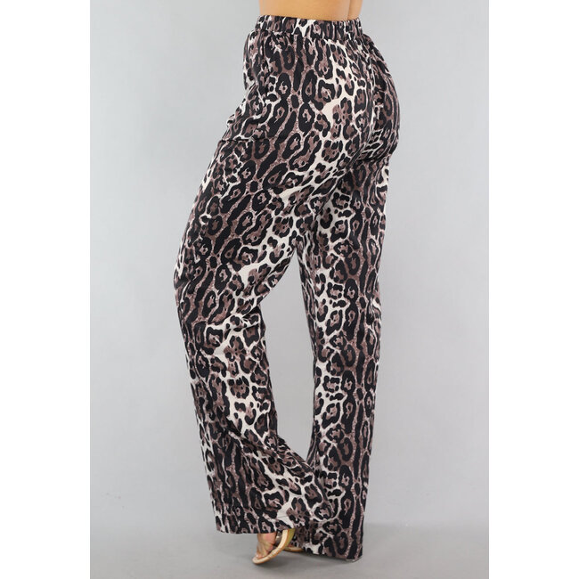 Hose mit weitem Bein und hoher Taille Tall Panther Print