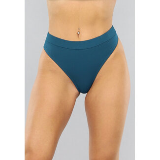 Petrol-Bikini-Unterteil mit hoher Taille