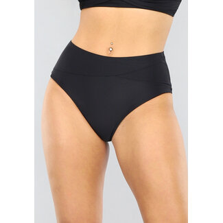 Schwarzes Bikini-Unterteil mit hoher Taille (Scrunch)