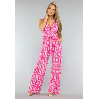 Tall Fuchsia Print Jumpsuit mit Verzögerung und Stretch