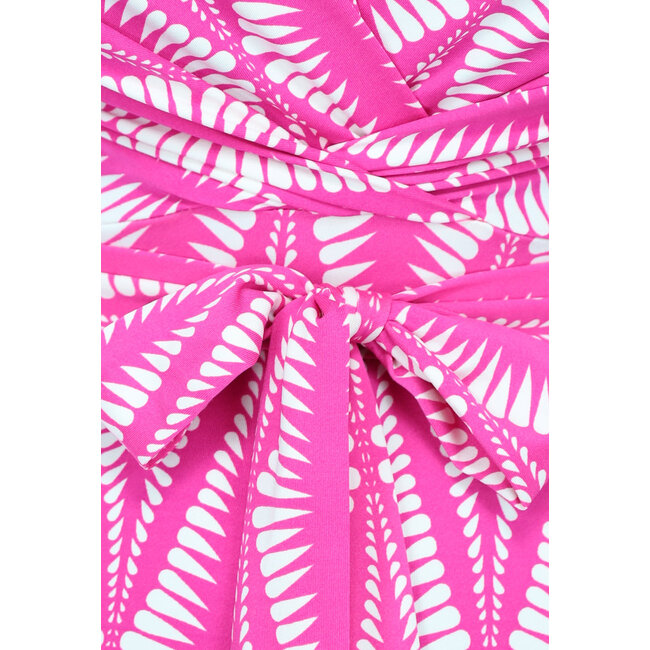 Fuchsia Print Jumpsuit mit Verzögerung und Stretch