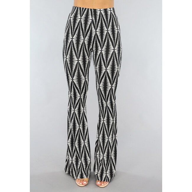 Elastische Flair-Leggings mit schwarzem Druck