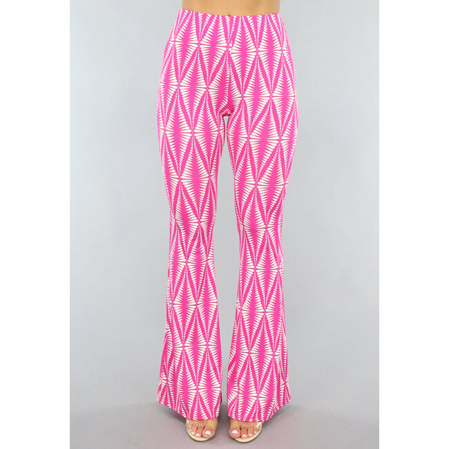 Flair-Hose mit Fuchsia-Print mit Gummizug am Bund