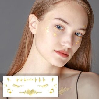 Gold Metallic Gesicht Aufkleber mit Herzschlag