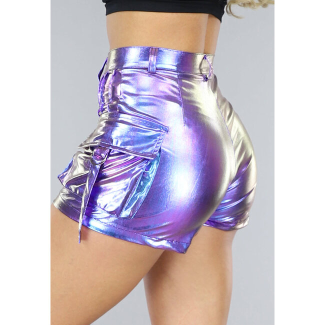 Lila holografische Cargo Short