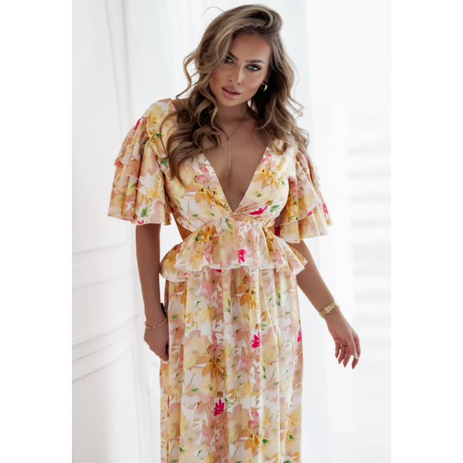 Langes Print-Sommerkleid mit Rückenträgern