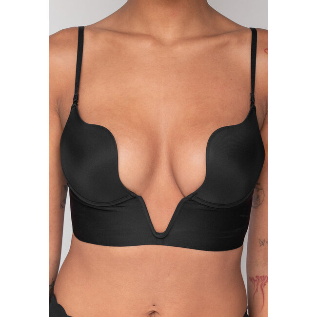 Schwarzer Soft-V-Neck-BH mit vorgeformten Cups und Bügeln