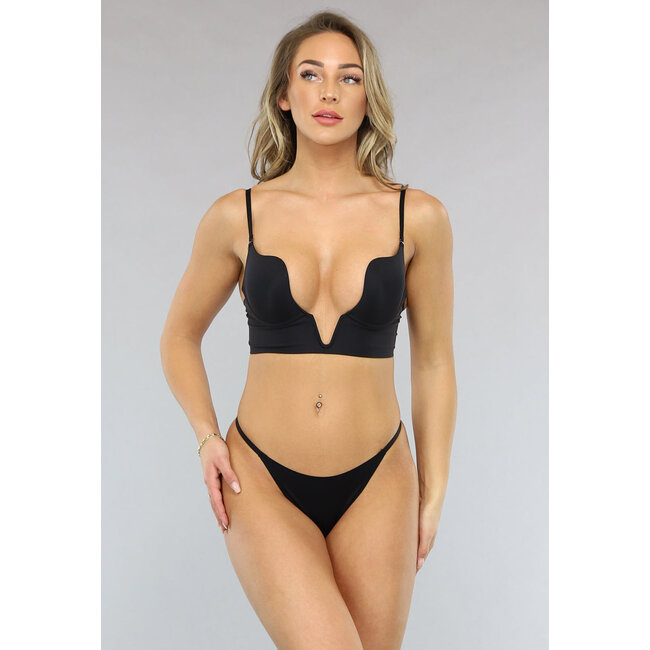 Schwarzer Soft-V-Neck-BH mit vorgeformten Cups und Bügeln