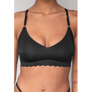 Schwarzer nahtloser Spitzen-Bralette